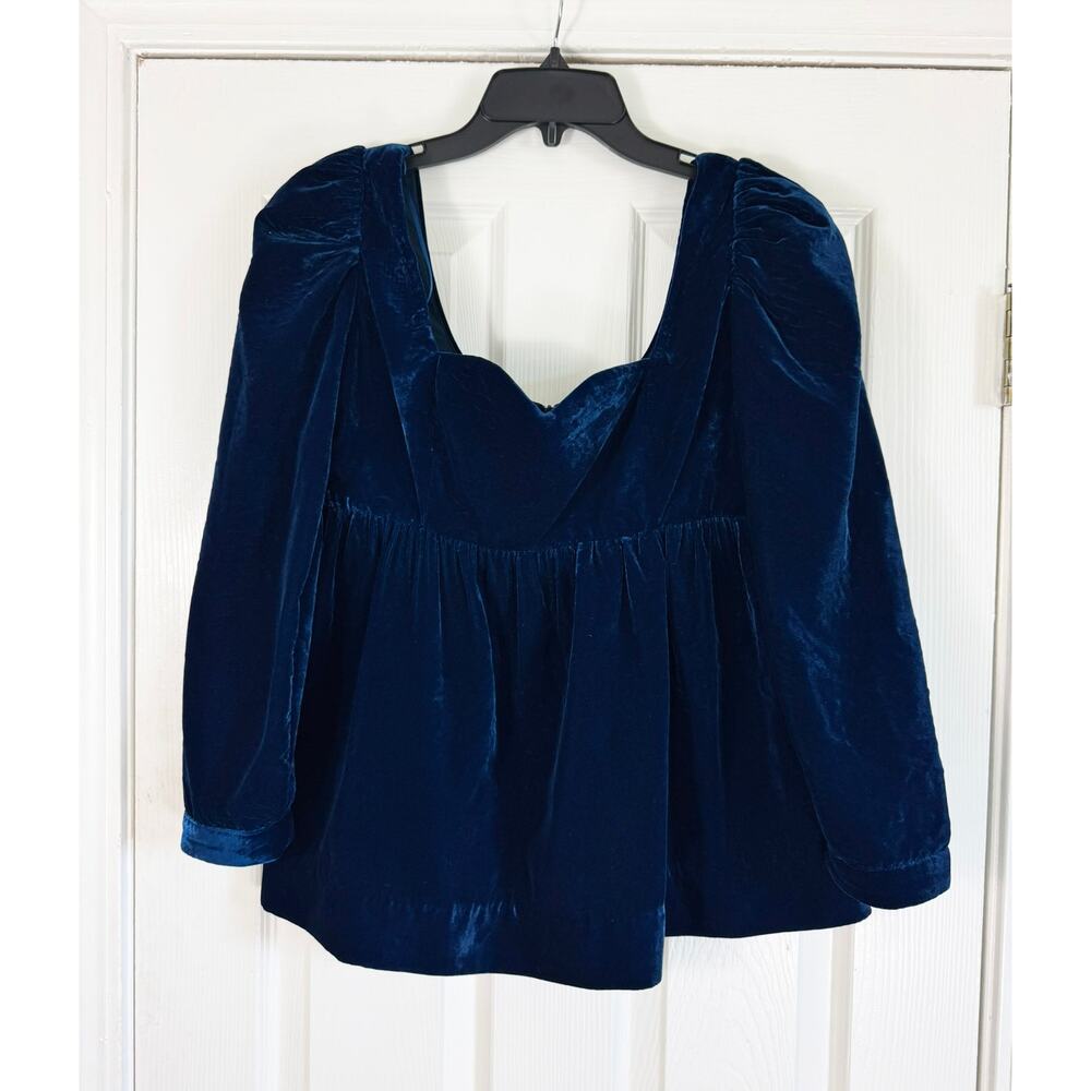 Tuckernuck Hyacinth House Sapphire Velvet Sweetheart Sue Blouse Small S - Picture 3 of 6